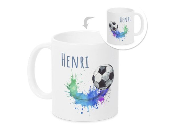 Tasse mit Namen Kinder Fußball, personalisiertes Geschenk Weihnachten Geburtstag, als Geschenkidee, Becher,