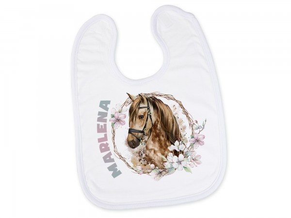 Lätzchen für Babys & Kleinkinder mit Wunschname - Pferd