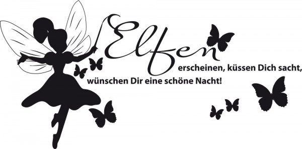 Wandtattoo Kinderzimmer Elfe mit Schönen Spruch für Mädchen