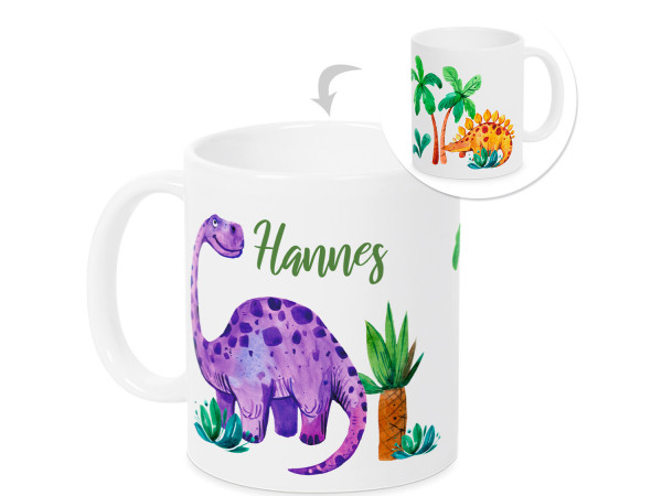 Dino Tasse mit Namen für Kinder Geburtstagsgeschenk