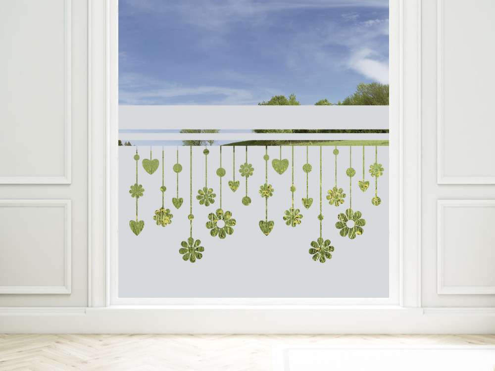 Sichtschutz Folie Sichtschutzfolie für Flur Schriftzug Welcome Blumen Blüten