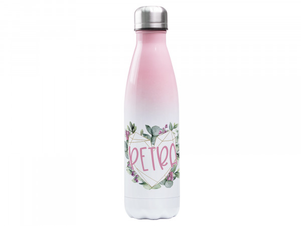 Trinkflasche rosa ♥ personalisiert - Eukalyptus Herz
