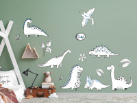 Wandtattoo Dinos Weiß-Blau