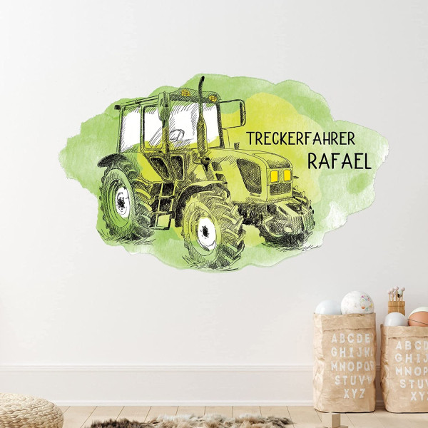 Wandtattoo Traktor Trecker mit Namen personalisiert