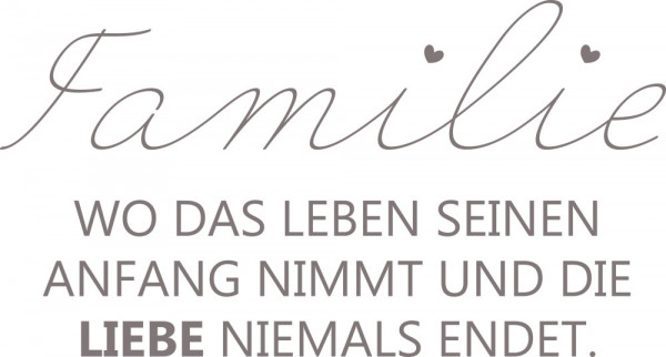 Wandtattoo Familie für Wohnzimmer Spruch Familie Liebe Herzen