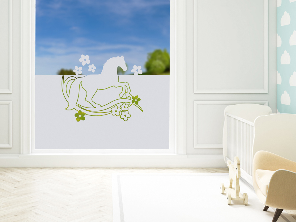 Sichtschutzfolie Pferd Blumen Kinderzimmer Sichtschutzfolie Fensterfolie Graz Design