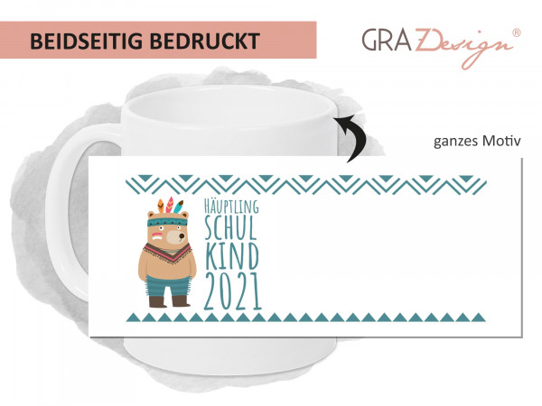 Tasse Einschulung Junge Mädchen HÄUPTLING SCHULKIND mit Wunschjahr