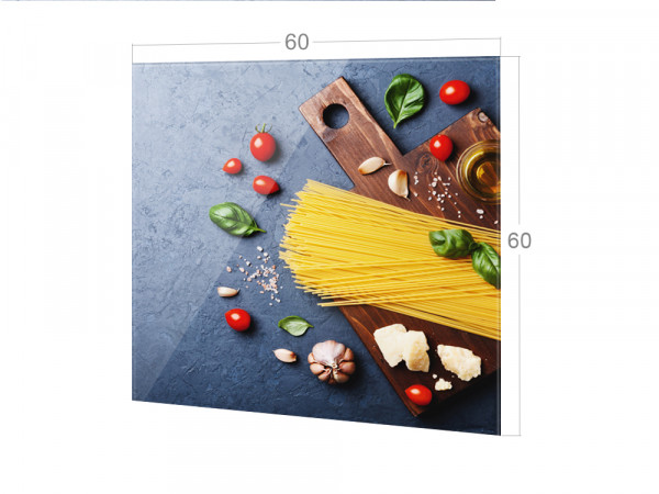 Spritzschutz Küche Glas Pasta mit Tomaten in Grau