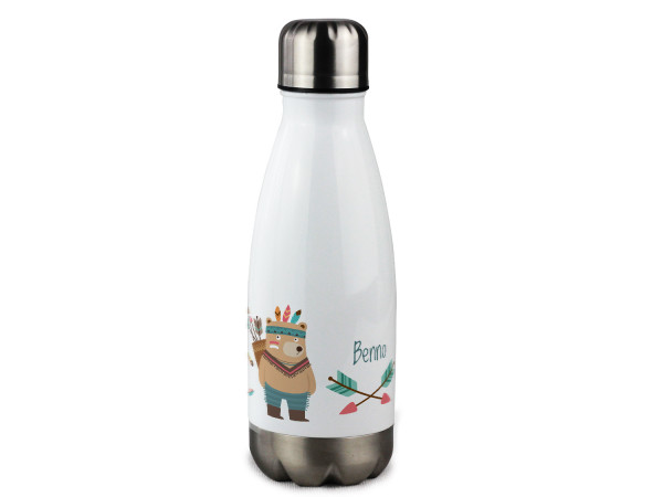 Trinkflasche personalisiert mit Namen Indianerbär
