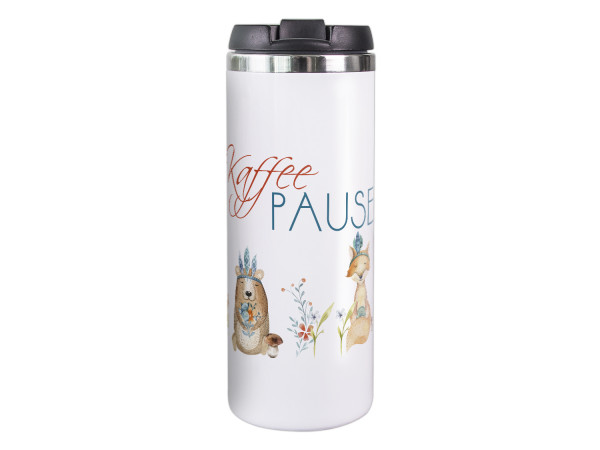 Thermobecher Kaffeepause, Coffee to go Becher mit Waldtieren