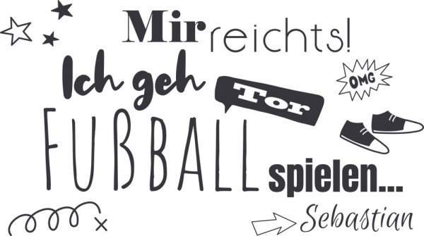 Wandtattoo Fußball-Spruch mit Namen