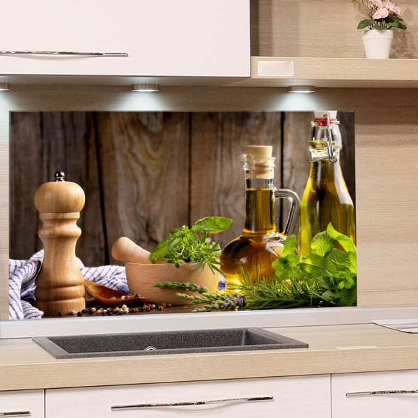 Spritzschutz Küche Öl Pfeffer Kräuter Olivenöl Gewürze Beispiel in der Küche Spritzschutz Küche Öl Pfeffer Kräuter Olivenöl Gewürze Beispiel in der Küche