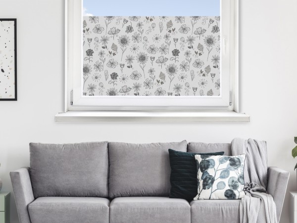 Sichtschutzfolie unisex, Glasdekorfolie für Fenster und Glasflächen, Blumen Mix