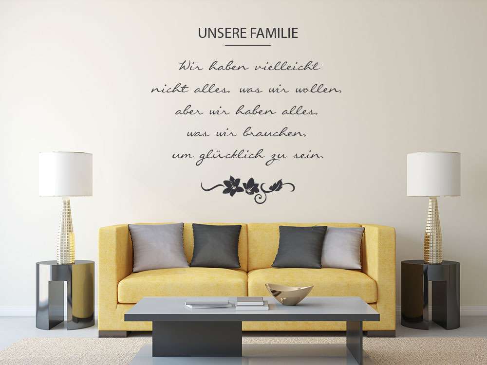 Wandtattoo Familie für das Wohnzimmer, 8 Größen, 47 Farben