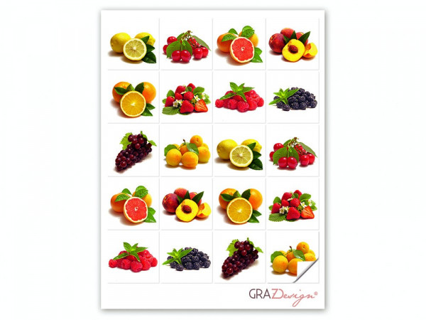 Fliesen zum Aufkleben Set Obst Erdbeere Früchte