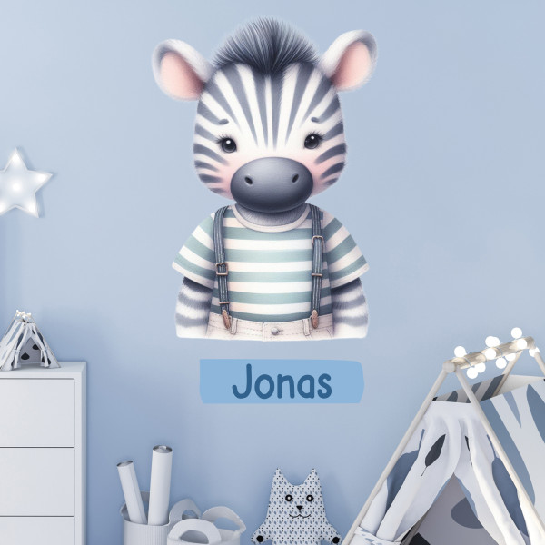 Wandtattoo Kinderzimmer Zebra mit Namen