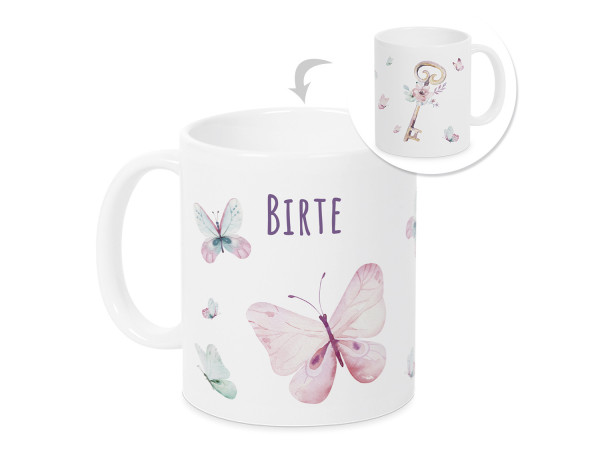 Tasse mit Namen Kinder, personalisiertes Geschenk Weihnachten Geburtstag, als Geschenkidee, Becher, Schmetterling