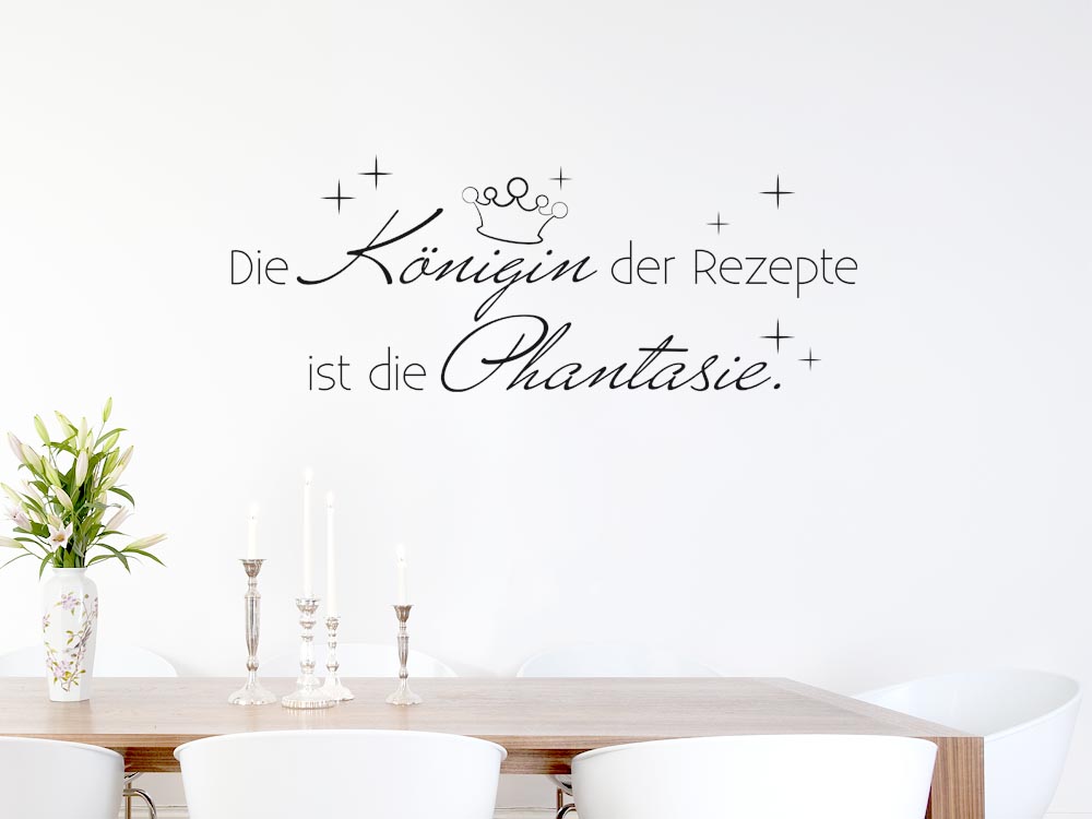 Wandtattoo Tattoo Wandaufkleber Deko für Küche Spruch Die Königin der Rezepte Küchensprüche