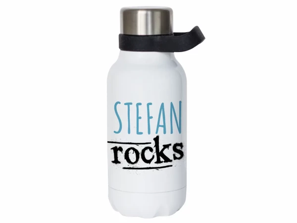 Thermosflasche mit Henkel - rocks- Trinkflasche personalisiert mit Namen