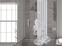 Fensterfolie für Duschkabine Badezimmer Seepferdchen Muscheln maritim