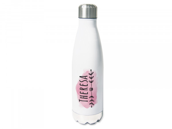 Trinkflasche personalisiert mit Namen und Blüten