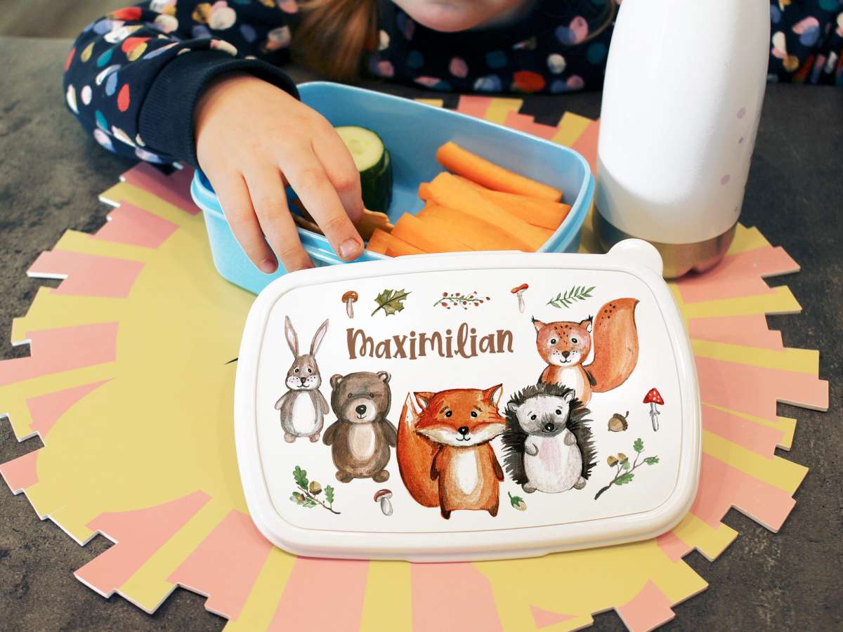 Brotdose für Kinder mit Namen Waldtiere | Brotdosen | Personalisierte