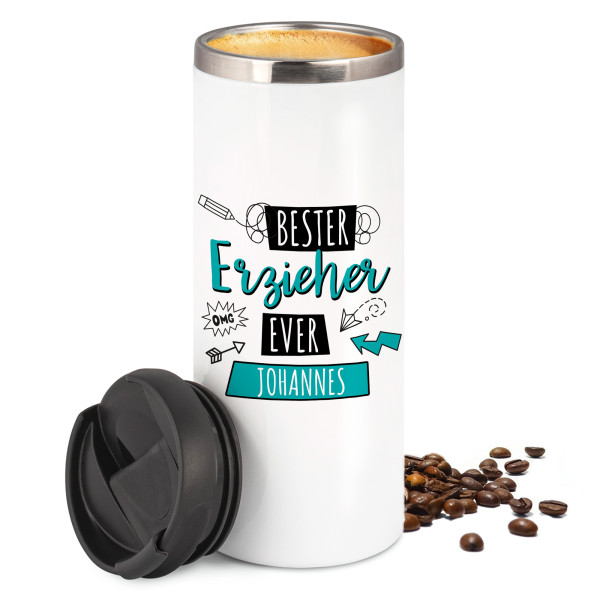 Thermobecher Coffee to go - Beste Erzieherin ever - personalisiert mit Namen