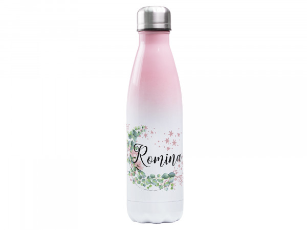 Trinkflasche rosa ♥ personalisiert - Eukalyptus Mond mit Sternen