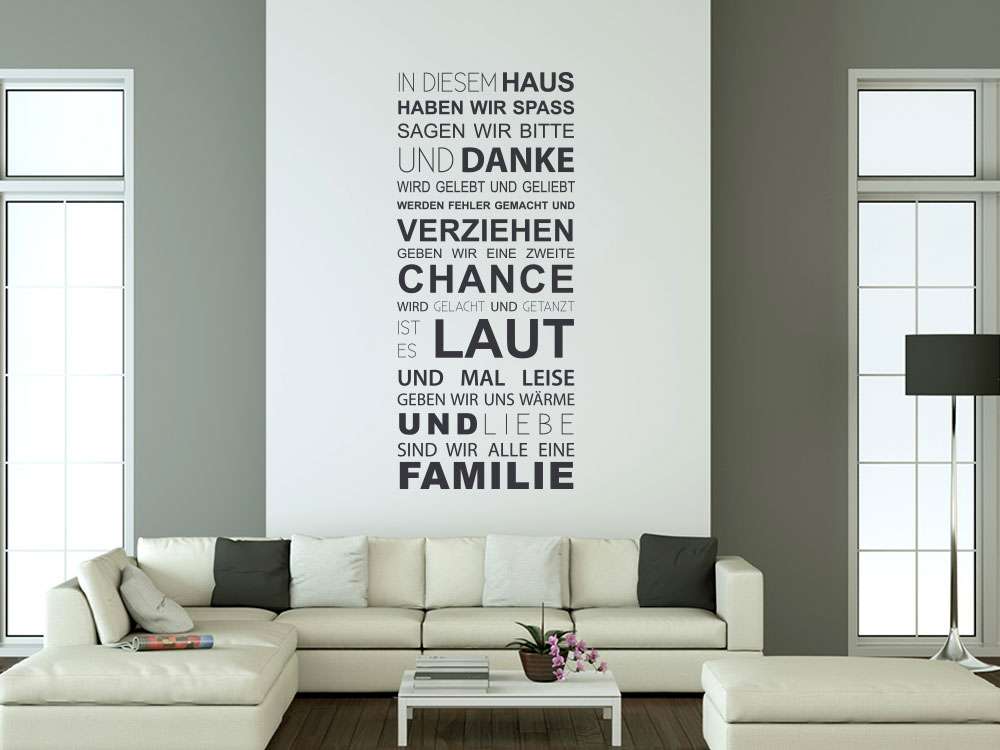 Wandtattoo für das Wohnzimmer mit einem motivierenden Spruch