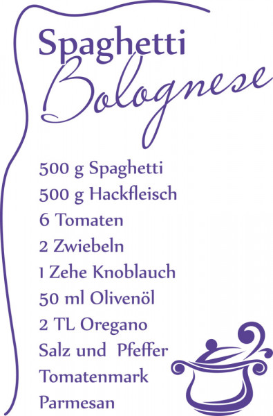 Wandtattoo für Küche Spaghetti Bolognese