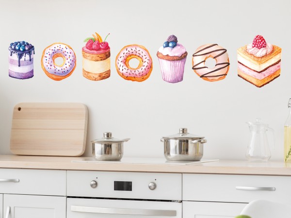 Wandsticker Küche Donut Muffin Cupcake Torte Backen