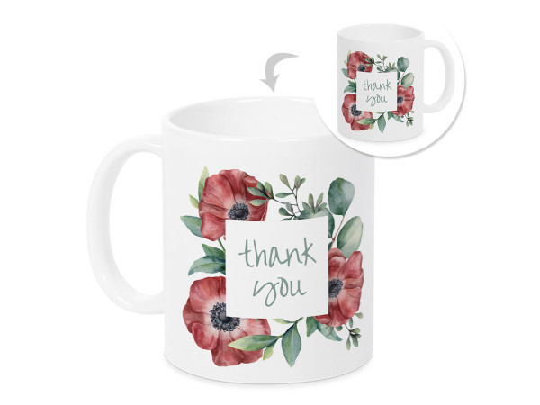 Tasse Danke Thank You mit Mohnblumen Dankeschön für alles