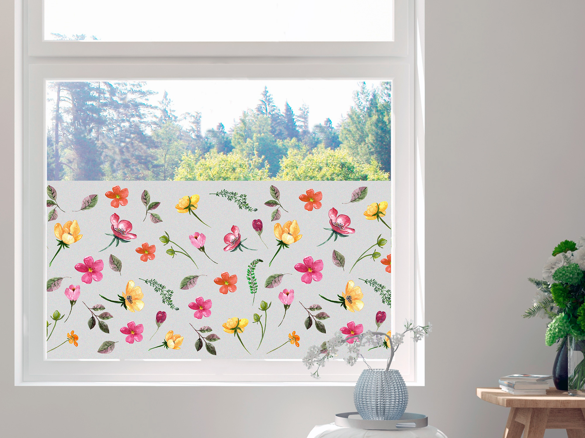 Sichtschutzfolie Blumen Bunt - Fensterfolie
