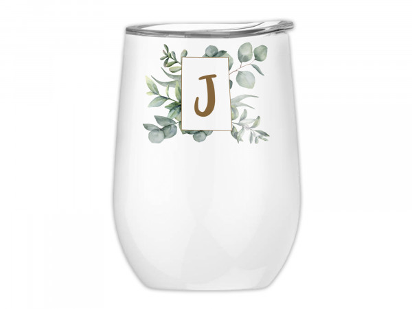 Weinbecher, "personalisiert mit Buchstaben", Tumbler, Edelstahlbecher, to Go, mit Deckel, Thermo