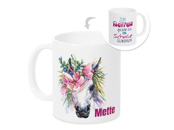 Tasse Einschulung Mädchen - Einhorn lustig - personalisiertes Geschenk