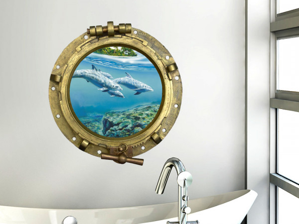 Wandsticker Bullauge Delfine