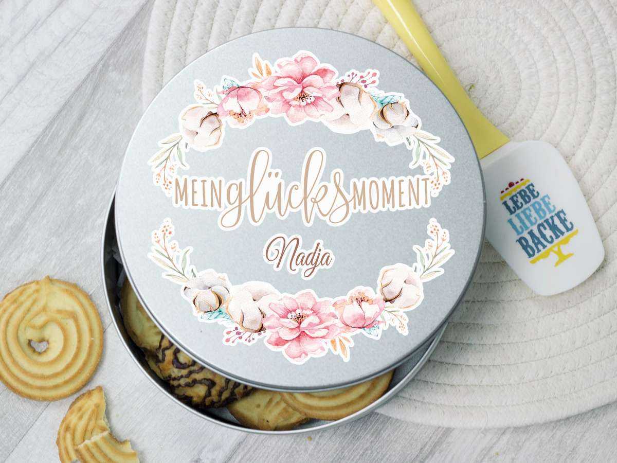 Personalisierte Keksdose Mein Glücksmoment Blumenkranz ♥ Geschenk