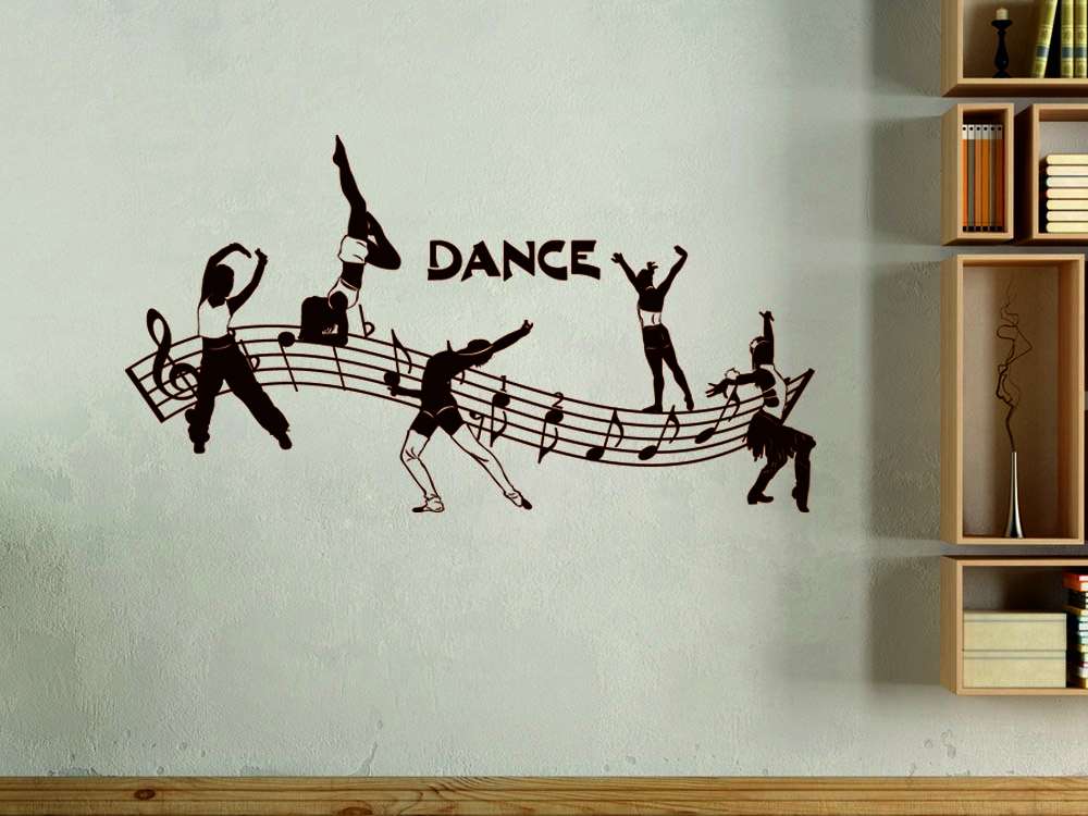 Wandtattoo Dance Tänzer Tanzen mit Noten | Sport | Wohnzimmer