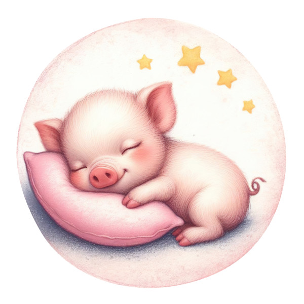 Wandtattoo Babyzimmer Mädchen Baby Schwein schlafend rosa