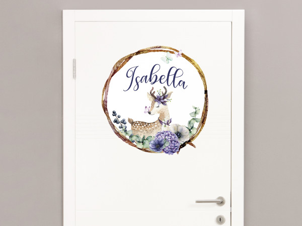 Wandtattoo Rehkitz mit Namen personalisiert