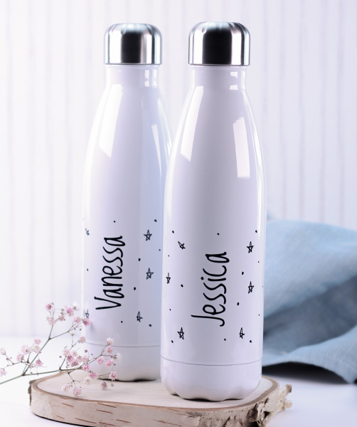 Trinkflasche personalisiert Name Anker Edelstahl Geschenk Blumen Wasserflasche