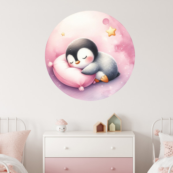 Wandtattoo Pinguin Kinderzimmer Babyzimmer rosa