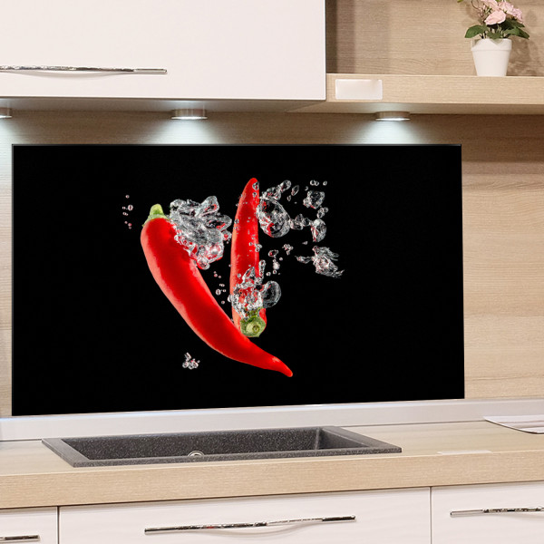 Spritzschutz Küche Chilischoten im Wasser Beispiel in der Küche Spritzschutz Küche Chilischoten im Wasser Beispiel in der Küche