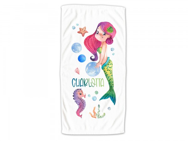 Kinder Handtuch Meerjungfrau mit Namen