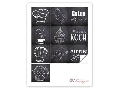 Sichschutzfolie Fensterfolie farbig für Küche Spruch Guten Appetit Besteck Koch