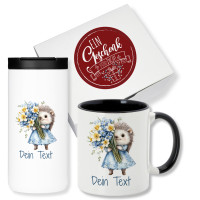 Kaffeebecher mit Tasse mit Namen und Igel