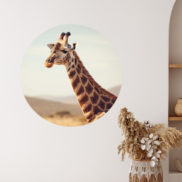 Wandtattoo Giraffe Afrika rund - Tapete selbstklebend