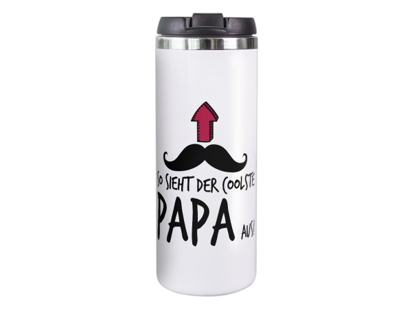 Thermobecher weiß So sieht der Coolste Papa aus, Geschenk für Papa, Coffee to go Becher, Isolierter Thermo-Tasse, Weihnachten Geburtstag Vattertag