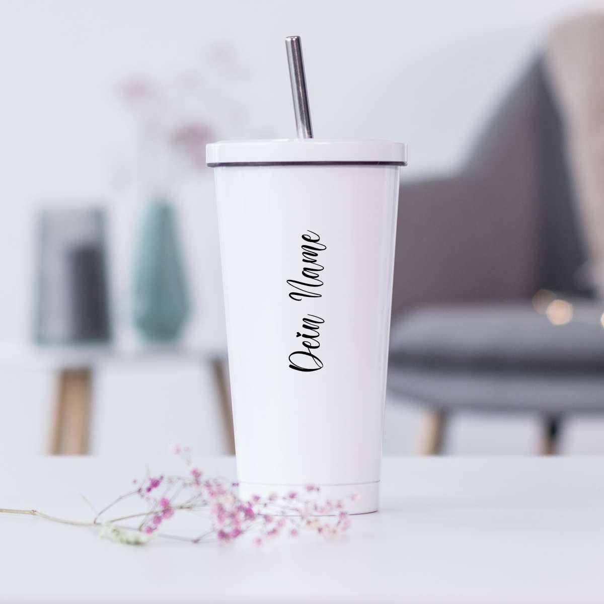 Personalisiertes A-Z Thermobecher 1200ml - Edelstahl Isolierbecher Mit Strohhalm & Geschenkbox