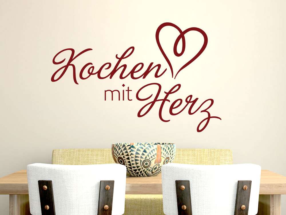 Wandtattoo für Küche Spruch Kochen mit Herz Küchensprüche Küche